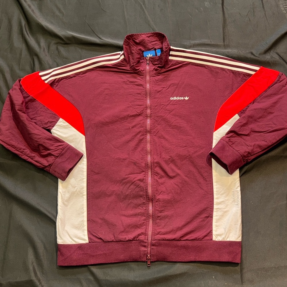 Adidas Lined Jacket Maroon Sz  Large Trefoil Logo